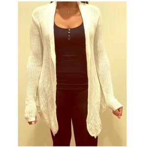 Asymmetrical hem open front cardigan